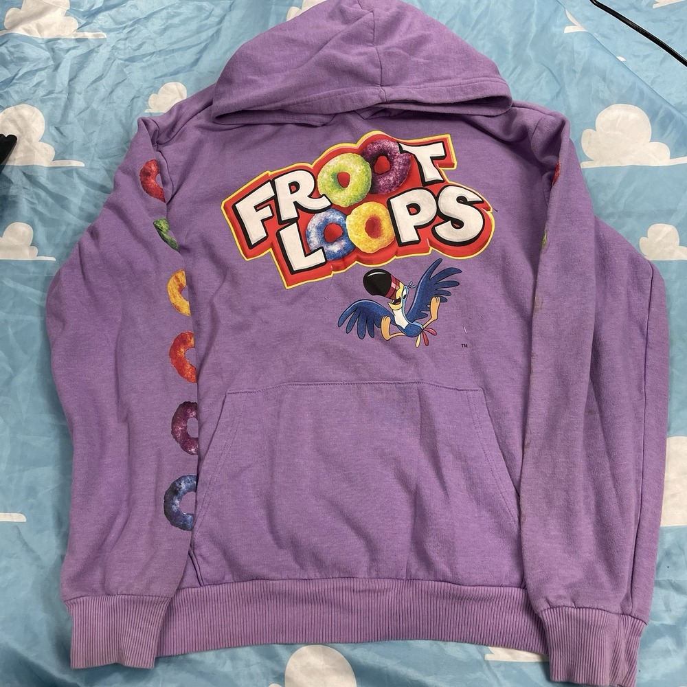 Kellogg's Fruit Loops Purple Unisex Adult pullover hoodie sweatshirt Medium